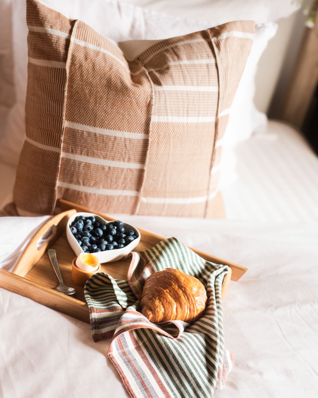 Brown Kente Cushion Cover with Breakfast in Bed