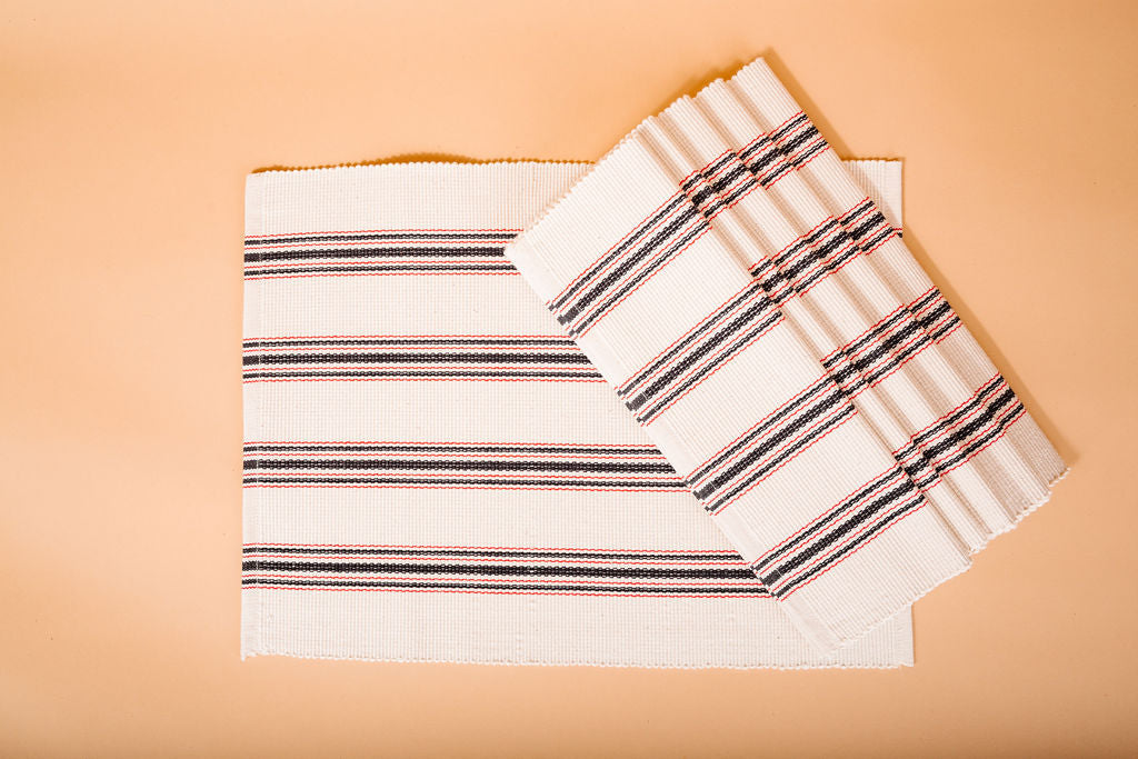 Black and Red Stripe Placemats